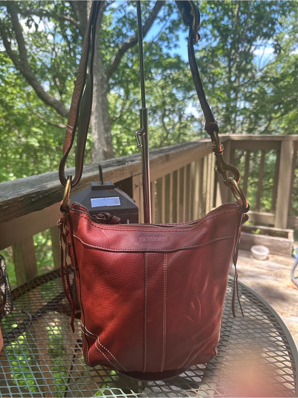 Coach Bleeker Red/Brownish Leather Shoulder Bag with Adjustable Strap GUC - Picture 3 of 14